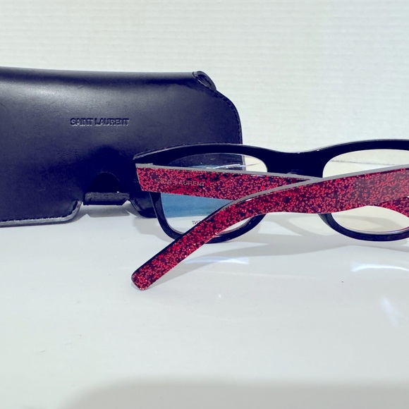 Yves Saint Laurent Red Glitter Eyeglass Frame - 140/48/22 UNISEX - Picture 2 of 8